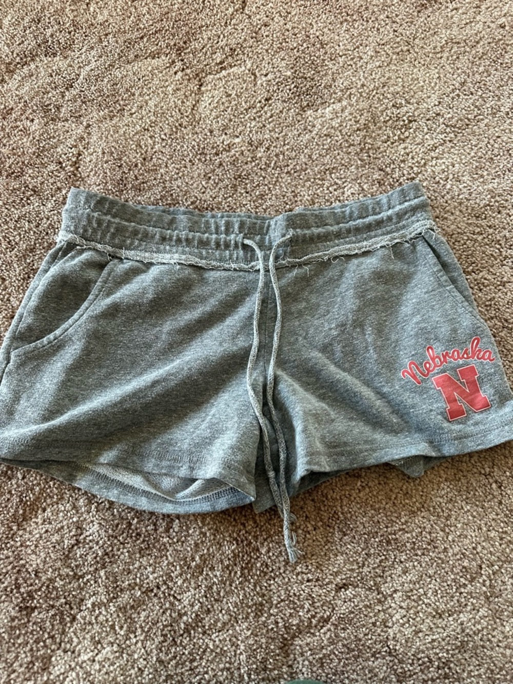 Nebraska Gray Lounge Shorts with Drawstring